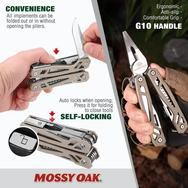 Alt view image 3 of 7 - Multitool, 22-in-1 Stainless Steel Pliers with Screwdriver Sleeve, Desert Steel Handle, Self-locking Knife with Sheath-Perfect for Outdoor, Survival, Camping, Hiking, Simple Repair