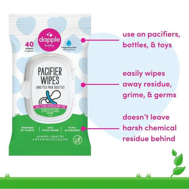 Alt view image 2 of 7 - Dapple Baby Pacifier Wipes for Infants and Toddlers - (3 Pack) 40 Count - Fragrance-Free, Hypoallergenic & Food-Grade - Diaper Bag Essentials