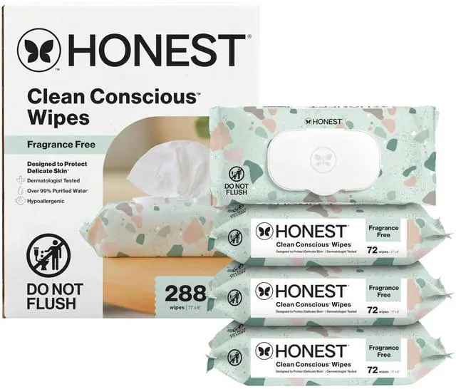 Main image of The Honest Company Hypoallergenic Multi-Use Baby Wipes for Sensitive Skin, Geo Mood, 288 Count