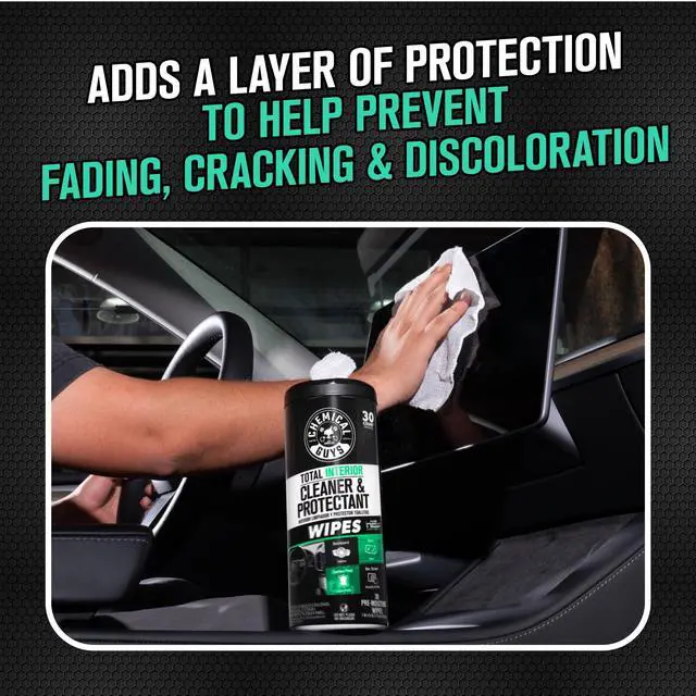 Alt view image 7 of 7 - Chemical Guys Total Interior New Car Smell Cleaner & Protectant Wipes All-in-One Interior Cleaning Wipes for Dashboards, Vinyl, Leather, Fabric & Glass Cleans & Protects, New Car Scent, 30 Ct