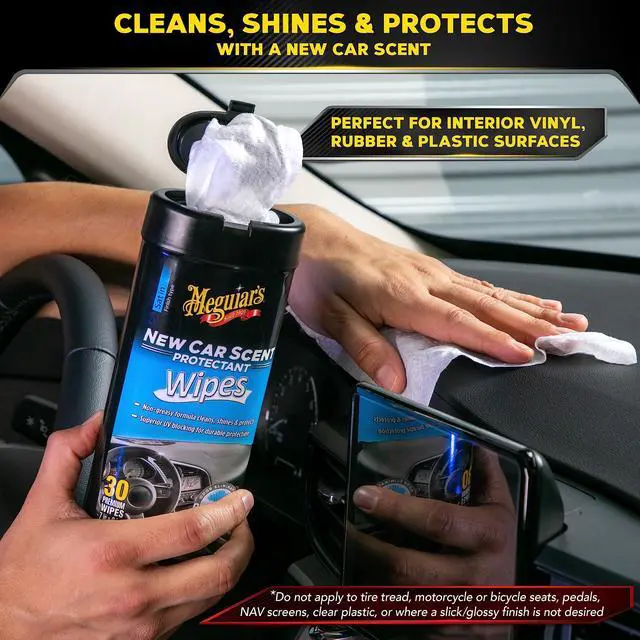 Alt view image 2 of 7 - Meguiars New Car Scent Protectant Wipes, Car Wipes For Drivers & DetailersCar Cleaning Wipes That Clean, Protect And Freshen; Car Interior Wipes For Cars, Trucks & Suvs - 30 Count