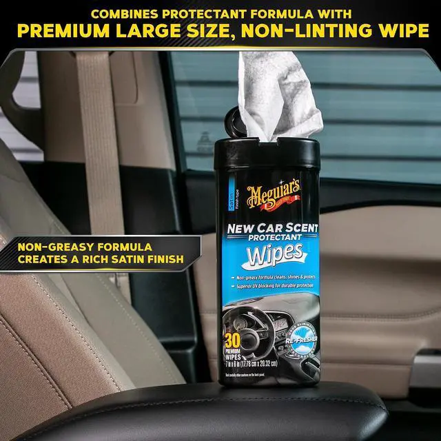 Alt view image 5 of 7 - Meguiars New Car Scent Protectant Wipes, Car Wipes For Drivers & DetailersCar Cleaning Wipes That Clean, Protect And Freshen; Car Interior Wipes For Cars, Trucks & Suvs - 30 Count