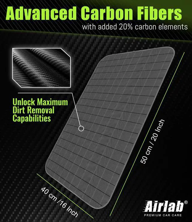 Alt view image 3 of 7 - Airlab Carbon Microfiber Towels for Car Drying Window Glass Cleaner Magic Cleaning Cloth Auto Detailing Car Wipes Lint Free Rags Large Towel Interior Detailer, Pack of 4, 20" x 16", Grey