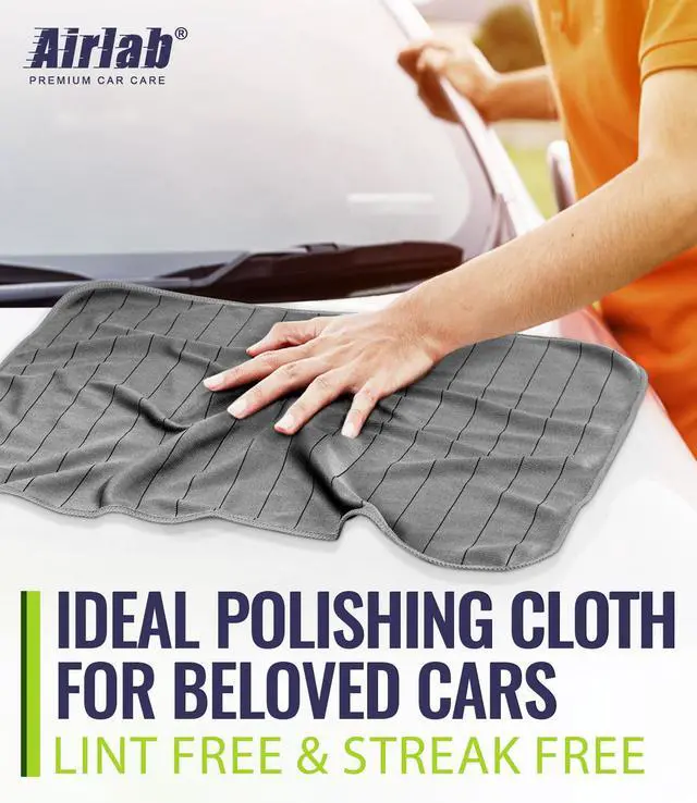 Alt view image 6 of 7 - Airlab Carbon Microfiber Towels for Car Drying Window Glass Cleaner Magic Cleaning Cloth Auto Detailing Car Wipes Lint Free Rags Large Towel Interior Detailer, Pack of 4, 20" x 16", Grey