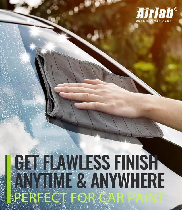 Alt view image 7 of 7 - Airlab Carbon Microfiber Towels for Car Drying Window Glass Cleaner Magic Cleaning Cloth Auto Detailing Car Wipes Lint Free Rags Large Towel Interior Detailer, Pack of 4, 20" x 16", Grey