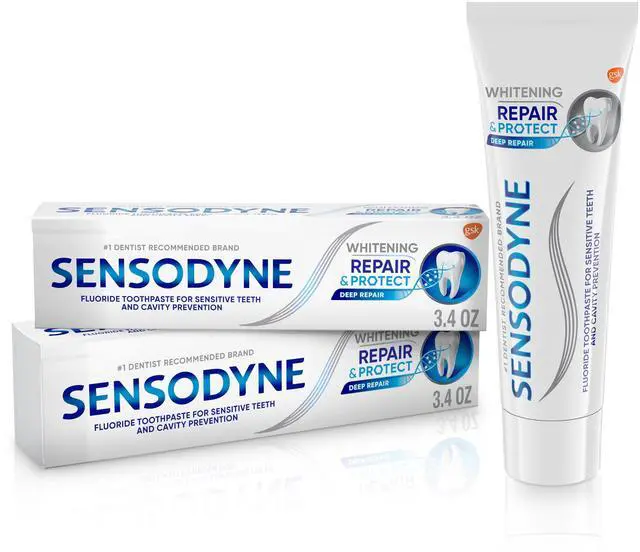 Main image of Sensodyne Repair and Protect Whitening Toothpaste, Toothpaste for Sensitive Teeth and Cavity Prevention, 3.4 oz (Pack of 2)