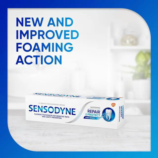 Alt view image 7 of 7 - Sensodyne Repair and Protect Whitening Toothpaste, Toothpaste for Sensitive Teeth and Cavity Prevention, 3.4 oz (Pack of 2)