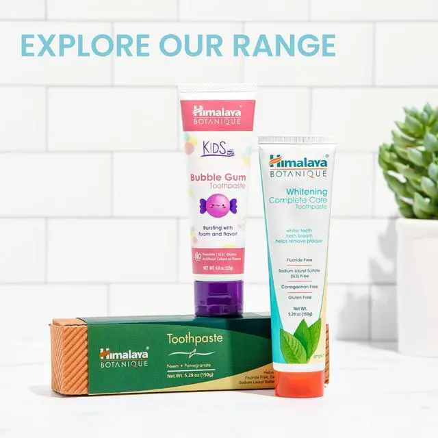 Alt view image 7 of 7 - Himalaya Botanique Whitening Complete Care Toothpaste, Teeth Whitening, Fights Plaque, Fluoride Free Toothpaste, No Artificial Flavors, SLS Free, Cruelty Free, Foaming, Mint Flavor, 5.29 Oz, 2 Pack
