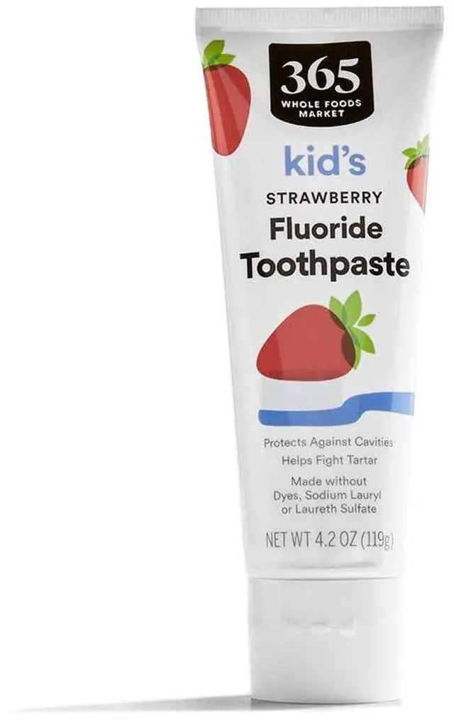 Main image of 365 by Whole Foods Market, Kid's Strawberry Fluoride Toothpaste, 4.2 Ounce