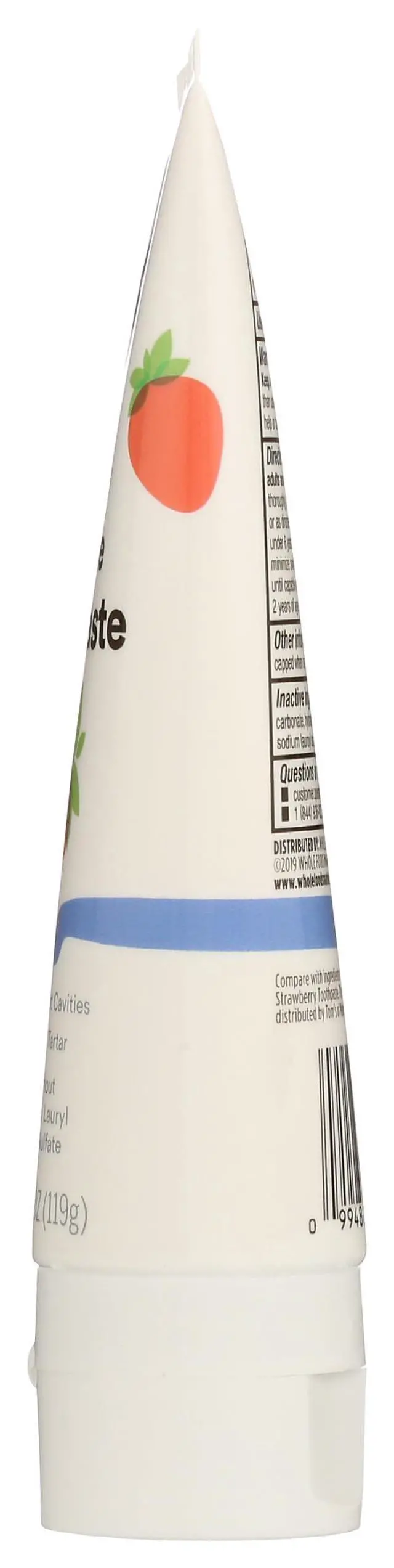 Alt view image 3 of 3 - 365 by Whole Foods Market, Kid's Strawberry Fluoride Toothpaste, 4.2 Ounce