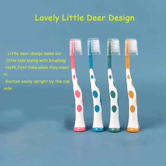 Alt view image 2 of 6 - newrichbee 8 Packs Lovely Deer Kids Toothbrush for 2-8 Years