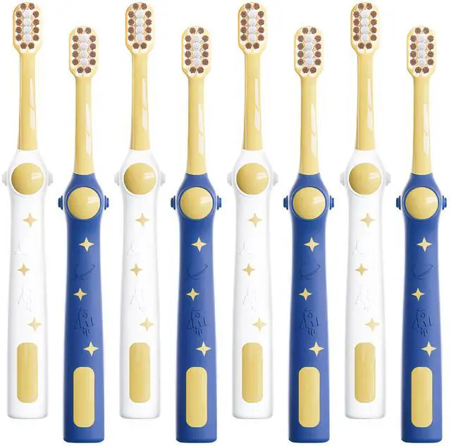 Main image of EASICUTI Extra Soft Toddler Toothbrushes 8 Pack, Space Style Kids Toothbrushes for Ages 2-12 Years, Baby Toothbrush 12 Months and up, Childrens Toothbrush Help Remove Plaque and Stains-Blue, White