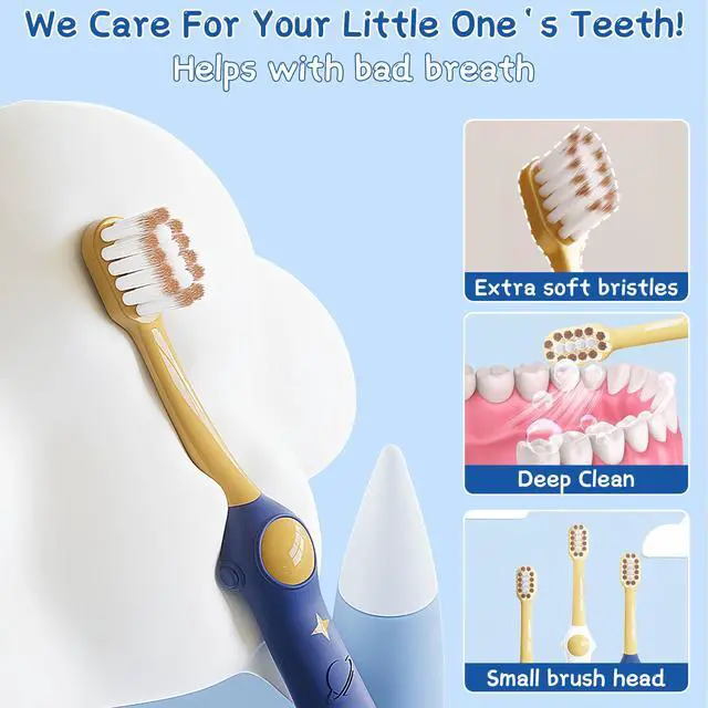 Alt view image 3 of 7 - EASICUTI Extra Soft Toddler Toothbrushes 8 Pack, Space Style Kids Toothbrushes for Ages 2-12 Years, Baby Toothbrush 12 Months and up, Childrens Toothbrush Help Remove Plaque and Stains-Blue, White