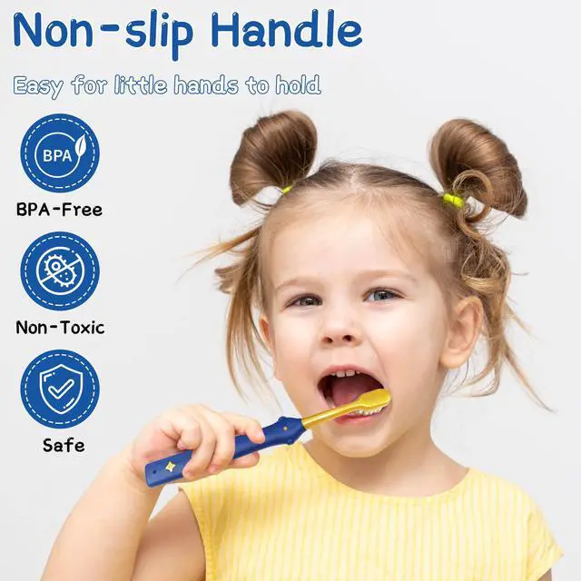 Alt view image 5 of 7 - EASICUTI Extra Soft Toddler Toothbrushes 8 Pack, Space Style Kids Toothbrushes for Ages 2-12 Years, Baby Toothbrush 12 Months and up, Childrens Toothbrush Help Remove Plaque and Stains-Blue, White