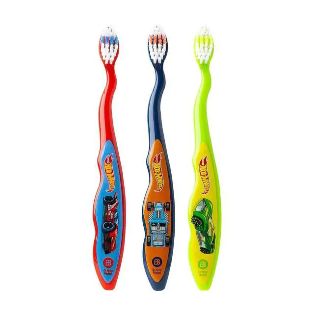 Alt view image 4 of 6 - Brush Buddies Hot Wheels Manual Toothbrushes for Kids 3 Pack | Soft Bristled Children's Toothbrushes with Fun Multi-Colored Designs, Anti-Slip Grip Handles, Perfect for Toddlers, Home Use, or Travel