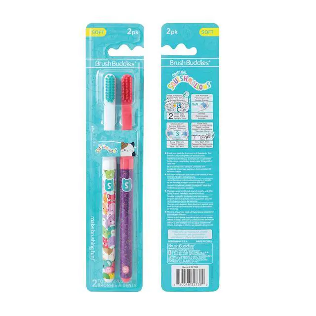 Alt view image 2 of 7 - Brush Buddies Squishmallows Assorted Manual Toothbrushes, Soft Toothbrushes, Toothbrushes for Kids and Adults, 2PK