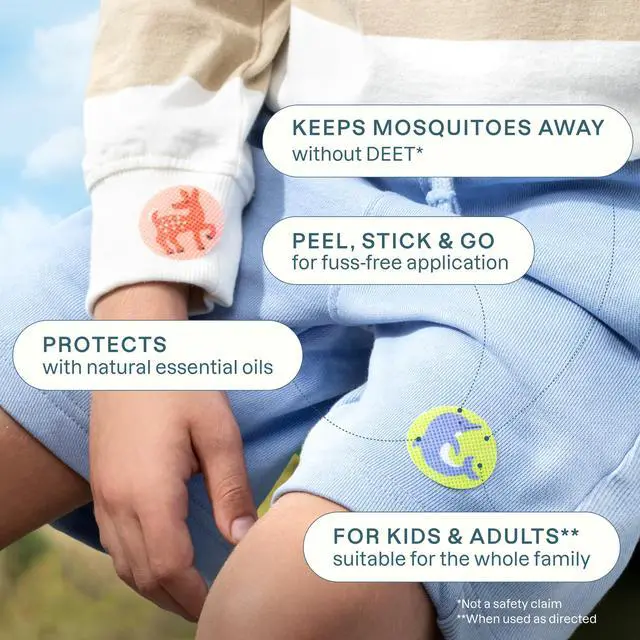 Alt view image 3 of 7 - Cliganic Mosquito Repellent Stickers for Kids & Adults (90 Pack) - Animal Patches, Natural DEET-Free, Essential Oil Infused, Insect Repelling Garments
