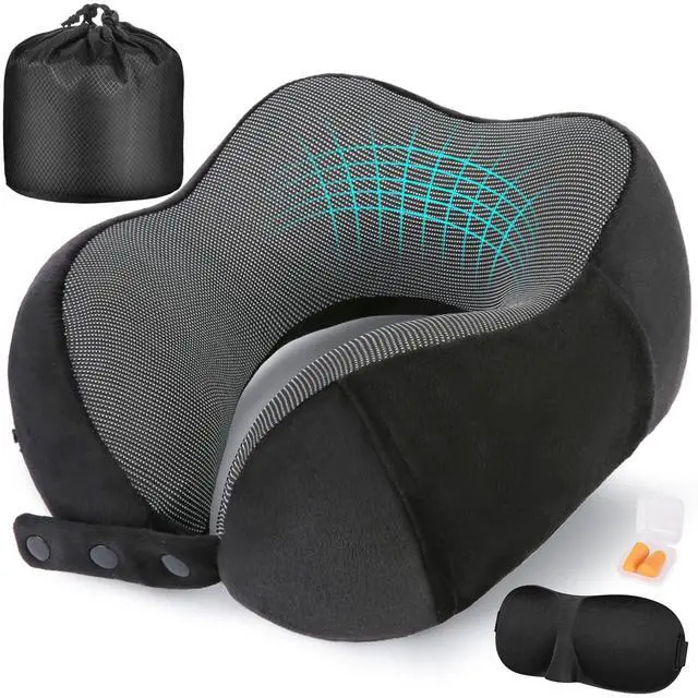 Main image of Cirorld Neck Pillow for Traveling, Travel Pillows for Airplanes,100% Pure Memory Foam Travel Neck Pillow, Adjustable Flight Pillow, Portable Plane Accessories with Eye Mask, Earplugs, Carry Bag