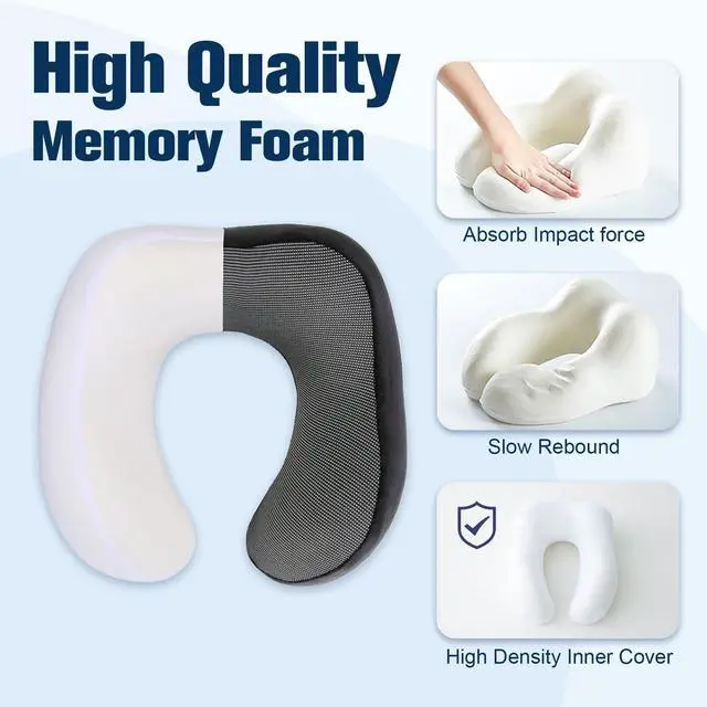 Alt view image 5 of 7 - Cirorld Neck Pillow for Traveling, Travel Pillows for Airplanes,100% Pure Memory Foam Travel Neck Pillow, Adjustable Flight Pillow, Portable Plane Accessories with Eye Mask, Earplugs, Carry Bag