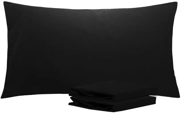 Main image of NTBAY King Pillowcase Set - 2 Pack Brushed Microfiber 20x36 Pillowcases - Soft, Wrinkle-Free, Fade-Resistant, Stain-Resistant, Black Pillowcases with Envelope Closure - 20x36 Inches, Black