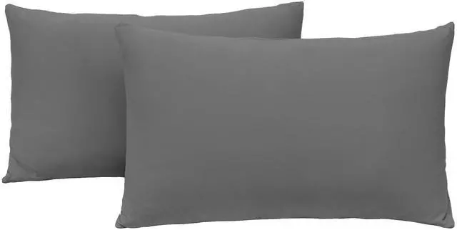 Main image of 2-Pack Stretch Pillow Cases Standard Size - Jersey Knit & Ultra Soft Envelope Closure, T-Shirt Like Poly Blend - Suitable for Queen or Standard Size Set of 2, Dark Gray