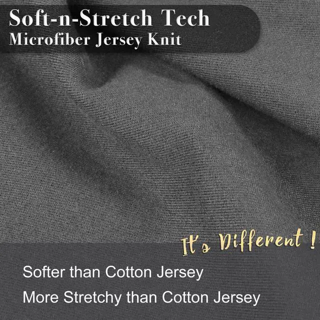 Alt view image 2 of 5 - 2-Pack Stretch Pillow Cases Standard Size - Jersey Knit & Ultra Soft Envelope Closure, T-Shirt Like Poly Blend - Suitable for Queen or Standard Size Set of 2, Dark Gray
