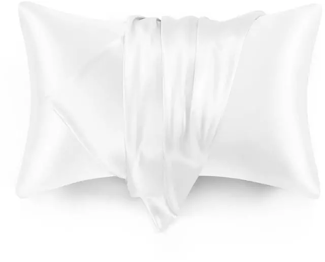 Main image of Love's cabin Satin Pillowcase Set of 2 Queen Size 20x30, Cooling Pillow Covers for Hair and Skin, Silky Smooth with Envelope Closure, Similar to Silk, White