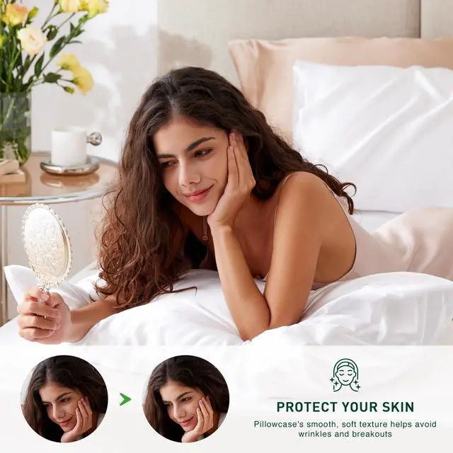 Alt view image 3 of 7 - Love's cabin Satin Pillowcase Set of 2 Queen Size 20x30, Cooling Pillow Covers for Hair and Skin, Silky Smooth with Envelope Closure, Similar to Silk, White