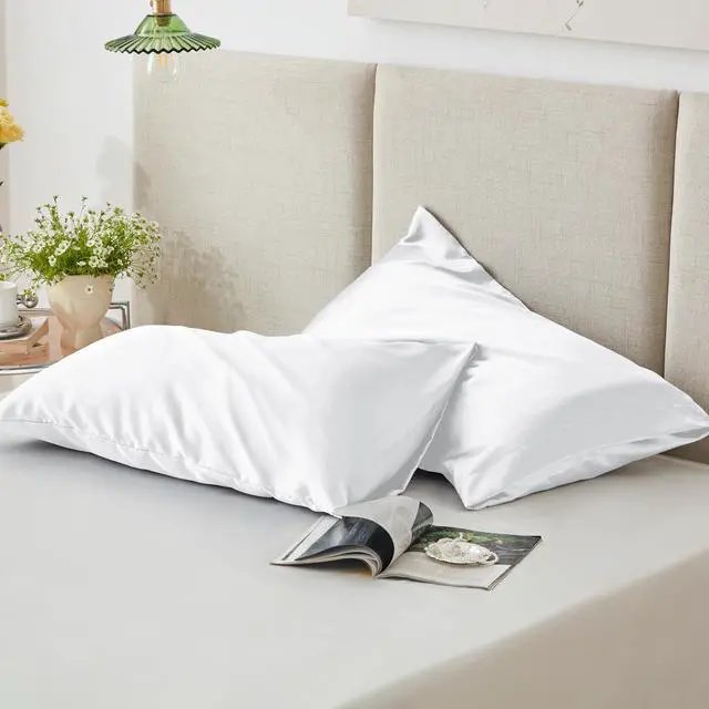 Alt view image 5 of 7 - Love's cabin Satin Pillowcase Set of 2 Queen Size 20x30, Cooling Pillow Covers for Hair and Skin, Silky Smooth with Envelope Closure, Similar to Silk, White