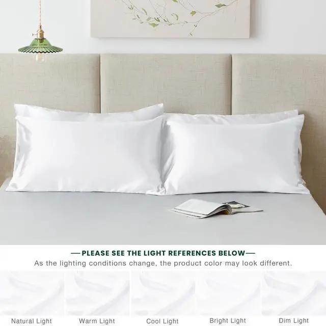 Alt view image 7 of 7 - Love's cabin Satin Pillowcase Set of 2 Queen Size 20x30, Cooling Pillow Covers for Hair and Skin, Silky Smooth with Envelope Closure, Similar to Silk, White