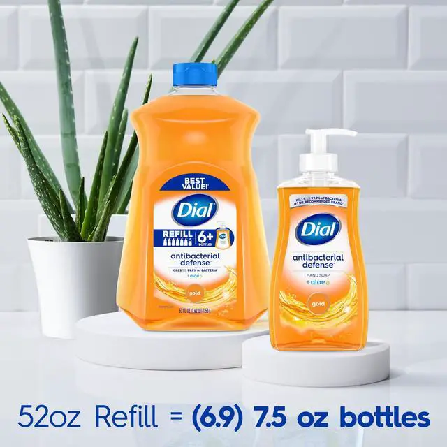 Alt view image 5 of 7 - Dial Antibacterial Defense Liquid Hand Soap + Aloe, Gold Scent, 52 Fl Oz Hand Soap Refill (3 Count), Dermatologist-Tested, Gentle Formula