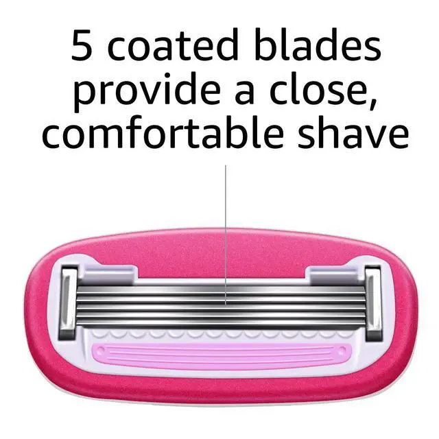 Alt view image 4 of 6 - Amazon Basics Women's 5-Blade Razor for Smooth, Close Shave, FITS Amazon Basics Handle and Venus Handles, Includes 1 Handle, 2 Cartridges & 1 Shower Hanger