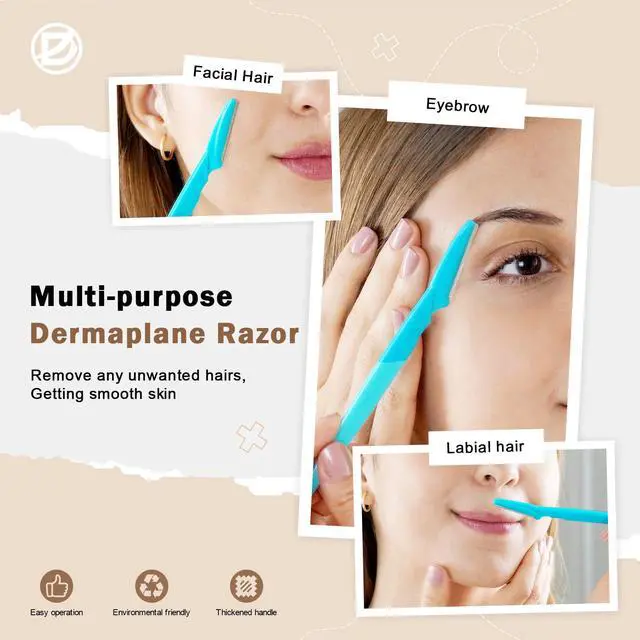 Alt view image 5 of 7 - 21 PCS Eyebrow Razor,Dermaplane Razor,Face Razors for Women and Men,Dermaplaning Tool for Face,3 Colors Facial Hair Shavers with Precision Cover,Facial Hair Remover for Women,Eyebrow Hair Trimmers