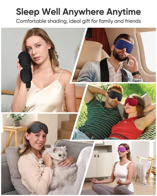 Alt view image 6 of 7 - LKY DIGITAL Sleep Mask for Side Sleeper 3 Pack, Blackout 3D Eye Mask for Sleeping, Night Blindfold for Men Women