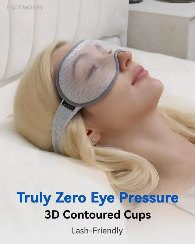 Alt view image 4 of 7 - Weighted Eye Mask for Sleeping - 3D Blackout Sleep Mask for Women Men, Zero Eye Pressure, Lash-Friendly, Adjustable Strap, Airplane Travel Essentials for Long Flight & Road Trip, Meditation Mask(Gray)