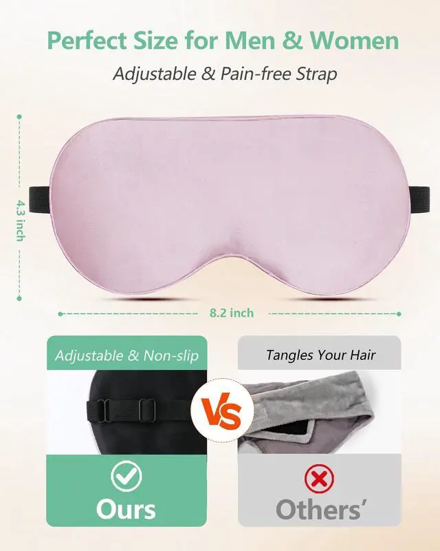 Alt view image 4 of 7 - BeeVines 100% Real Mulberry Silk 2 Pack Sleep Mask, Natural Pure Silk Eye Masks with Adjustable Strap for Sleeping, Block Light Eye Sleep Shade Cover, Reduces Puffy Eyes Traveling Gifts