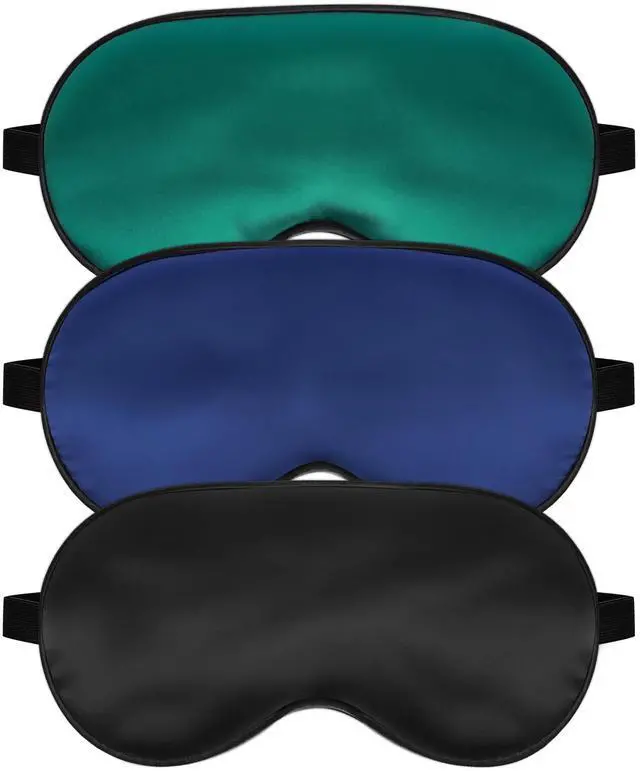 Main image of Silk Sleep Mask for Sleeping with Adjustable Strap, Satin Blackout for Men&Women, Comfortable Blindfold Eyeshade for Night Sleep (Black,Blue,Green)