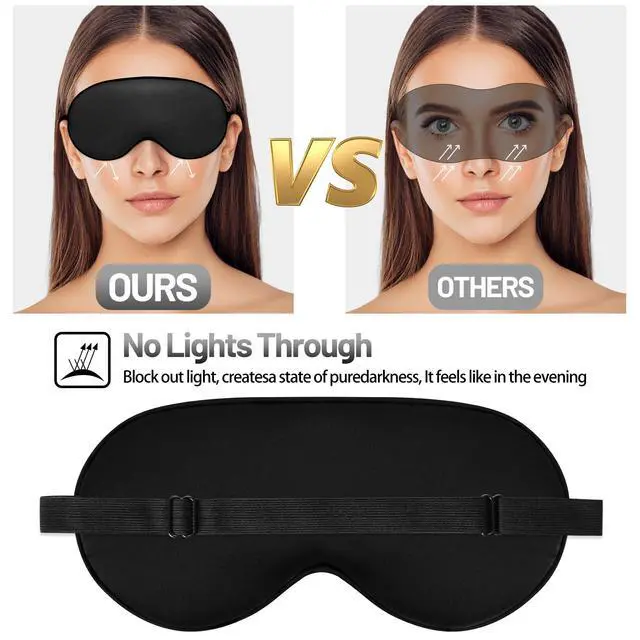 Alt view image 4 of 7 - Silk Sleep Mask for Sleeping with Adjustable Strap, Satin Blackout for Men&Women, Comfortable Blindfold Eyeshade for Night Sleep (Black,Blue,Green)