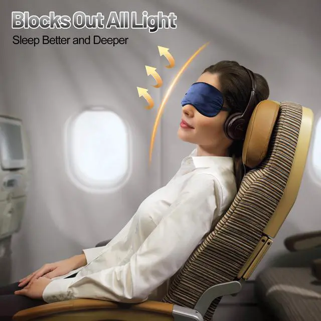 Alt view image 6 of 7 - Silk Sleep Mask for Sleeping with Adjustable Strap, Satin Blackout for Men&Women, Comfortable Blindfold Eyeshade for Night Sleep (Black,Blue,Green)