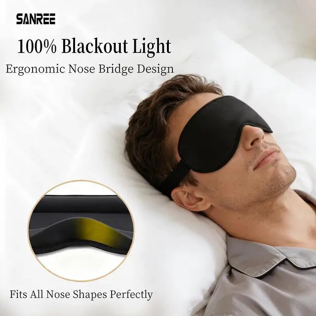 Alt view image 2 of 7 - Sleep Mask for Side Sleeper Women Men,Blackout Eye Masks for Sleep,3D Contoured Sleeping Mask,Breathable Adjustable Eye Cover Blindfold with lash Extensions for Trave,Nap,Night Work,Black