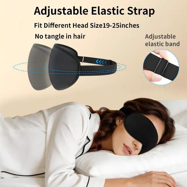 Alt view image 6 of 7 - Sleep Mask for Side Sleeper Women Men,Blackout Eye Masks for Sleep,3D Contoured Sleeping Mask,Breathable Adjustable Eye Cover Blindfold with lash Extensions for Trave,Nap,Night Work,Black