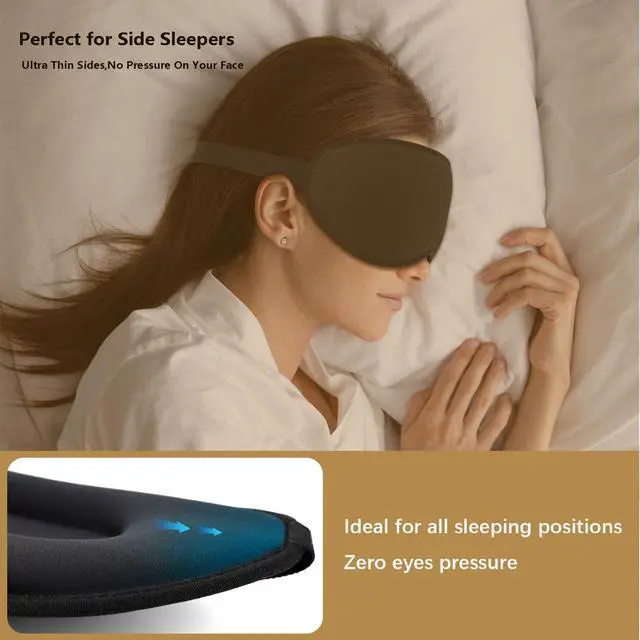 Alt view image 3 of 7 - Sleep Mask for Side Sleeper Women Men,Blackout Eye Masks for Sleep,3D Contoured Sleeping Mask,Breathable Adjustable Eye Cover Blindfold with lash Extensions for Trave,Nap,Night Work,Black