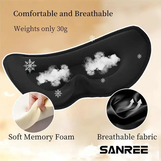 Alt view image 5 of 7 - Sleep Mask for Side Sleeper Women Men,Blackout Eye Masks for Sleep,3D Contoured Sleeping Mask,Breathable Adjustable Eye Cover Blindfold with lash Extensions for Trave,Nap,Night Work,Black