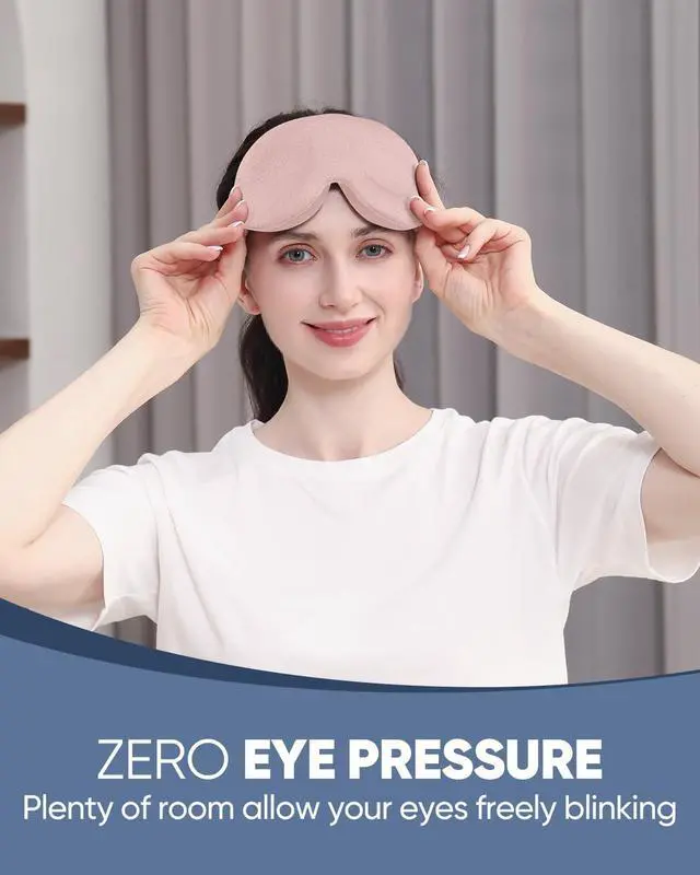 Alt view image 2 of 7 - MZOO Luxury Sleep Eye Mask for Side Sleeper Men Women, Zero Eye Pressure 3D Sleeping Mask, Light Blocking Patented Design Night Blindfold, Soft Eye Shade Cover for Travel, Pink