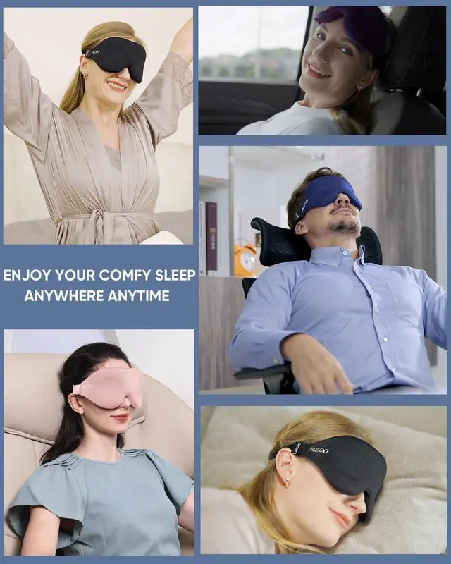 Alt view image 7 of 7 - MZOO Luxury Sleep Eye Mask for Side Sleeper Men Women, Zero Eye Pressure 3D Sleeping Mask, Light Blocking Patented Design Night Blindfold, Soft Eye Shade Cover for Travel, Pink