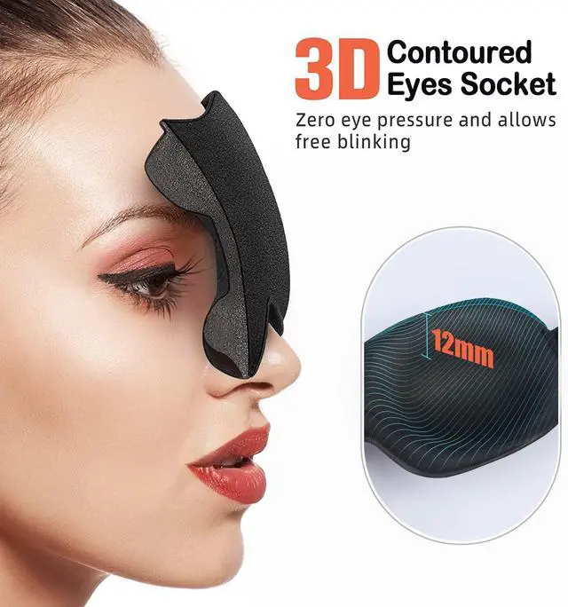 Alt view image 6 of 7 - Sleep Mask SleepFun Invisible Alar Deep Orbit 3D Eye Mask Ultra Lightweight & Comfortable Sleeping Mask for Travel, Nap, Shift Works, Black & Blue