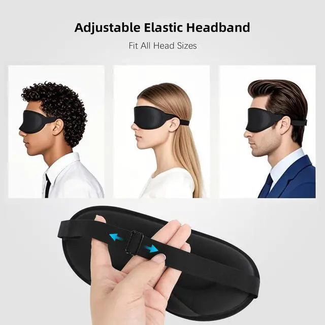 Alt view image 5 of 7 - ANPKEC Sleep Mask,3D Contoured Sleeping Mask,99% Light Blocking Eye Mask, Zero Eye Pressure Cup Blindfold for Men Women, with Adjustable Strap for Sleeping, Yoga,Traveling(Black)