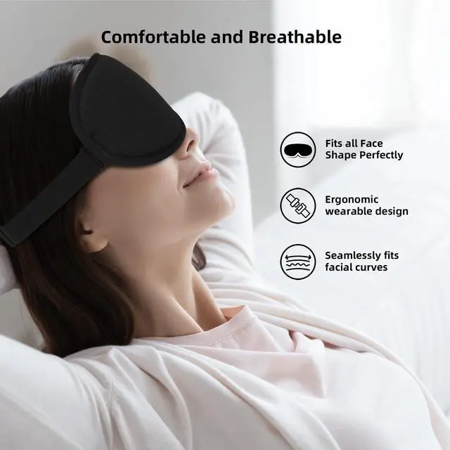 Alt view image 4 of 7 - ANPKEC Sleep Mask,3D Contoured Sleeping Mask,99% Light Blocking Eye Mask, Zero Eye Pressure Cup Blindfold for Men Women, with Adjustable Strap for Sleeping, Yoga,Traveling(Black)
