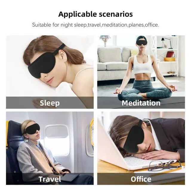 Alt view image 6 of 7 - ANPKEC Sleep Mask,3D Contoured Sleeping Mask,99% Light Blocking Eye Mask, Zero Eye Pressure Cup Blindfold for Men Women, with Adjustable Strap for Sleeping, Yoga,Traveling(Black)