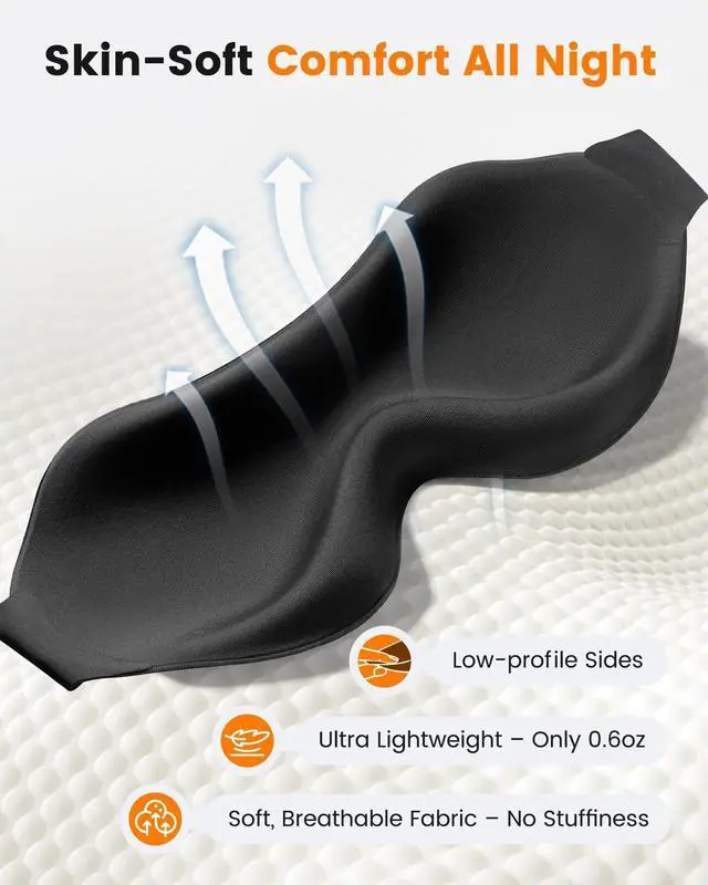 Alt view image 5 of 7 - 3 Pack Sleep Masks for Women Men: Zero Eye Pressure Airplane Travel Essentials - 100% Blackout Eye Masks for Sleeping - Side Sleep Comfort Cover for Lash Extensions